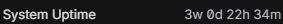 Actual gateway system uptime reading of three weeks and approximately 22 hours